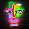 Abstract Face Neon Sign,Uv Print Abstract Art Led Light up Signs for Wall Decor,Bar,Cafe,Trendy Restaurant,Game Room Decor Party,The Best Art Gifts by Unknown