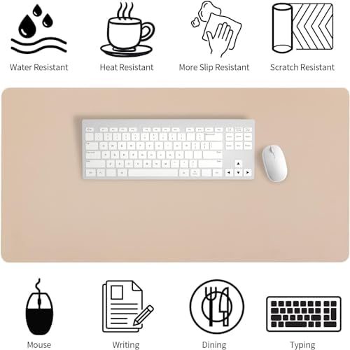 Bloss Leather Desk Pad, Mouse Pad, Non-Slip Desk Protector Mat, Leather Desk Blotter, Computer Desk Pad, Waterproof Desk Mat for Home Office and Decor - Beige (35.4×17Inches) - Image 5