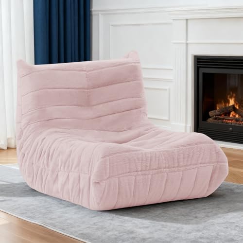 Bean Bag Chair for Adults, Giant Bean Bag Sofa Oversized Beanbag Chairs, Fireside Bean Bag Couch with High Density Sponge Filled Large Bean Bags Chair for Apartment Living Room Bedroom, Dusty Pink by Unknown