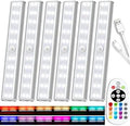 Under Cabinet Lighting Rechargeable 48-LED Wireless Under Cabinet Lights Remote, Kitchen Counter Lights Closet Lights RGB Perfect for Indoor Pantry Display Shelf 15 Color Changing(6 Packs) by SZOKLED
