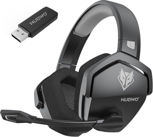 NUBWO Wireless Gaming Headset with Mic for Ps5 Ps4 PC, Zero Interference, 100-Hour Battery All-Day Play, 23ms Sync​ for Fortnite & Call of Duty/FPS Gamers, Triple Mode All Devices Compatible - Gray by NUBWO