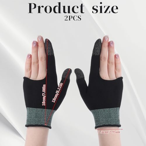 Ultra-Thin Mobile Gaming Gloves, Gaming Gloves for Sweaty Hands, Touchscreen Gaming Finger Sleeves for Phone Tablet Game Players Streamer (Black + Green) - Image 2