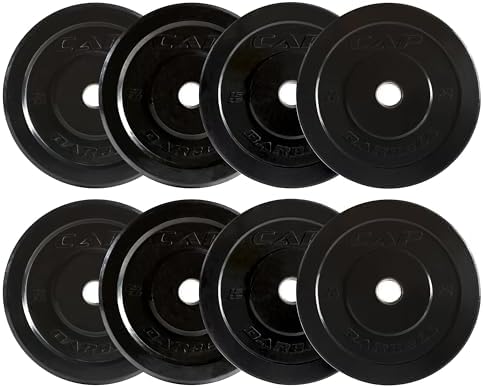 CAP 2-inch Olympic Bumper Plate Weight Set | 100-370 lbs | Multiple Colors | Storage Rack Optional by CAP