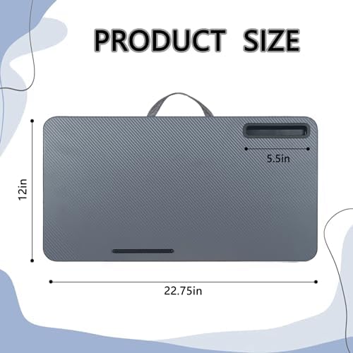 Portable Laptop Desk Fits Up to 16“ Laptops, with Tablet Slot, Built-in Cushion, Great for Home & Office,Lap Desk for Laptop,Lap Desk with Cushion (Dark Grey, Large) - Image 2