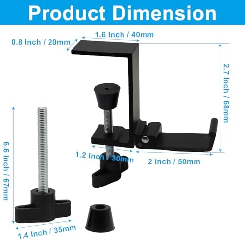 2 Pack Foldable Aluminum Headphone Hanger, Black - Image 3
