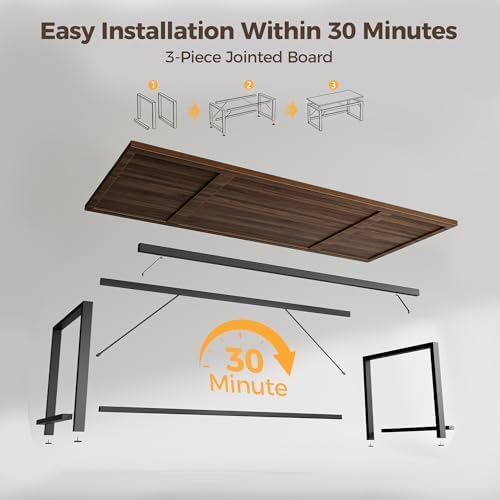 Mericonia 63x28 Inch Computer Desk, 1" Thick Heavy Duty Office Table - Image 7