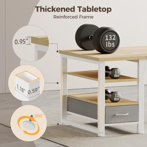 Mericonia 54" Reversible Computer Desk with Drawer, 1" Thick Office Desk - Image 4