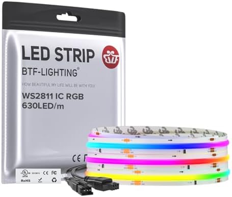 BTF-LIGHTING 9.8FT WS2811 Smart IC RGB DC12V FCOB COB LED Strip Light by BTF-LIGHTING