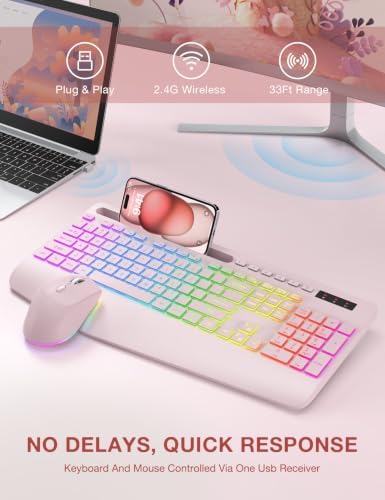 SABLUTE Wireless Keyboard and Mouse Combo, 9 Backlit Effects, RGB, 2.4GHz - Image 7