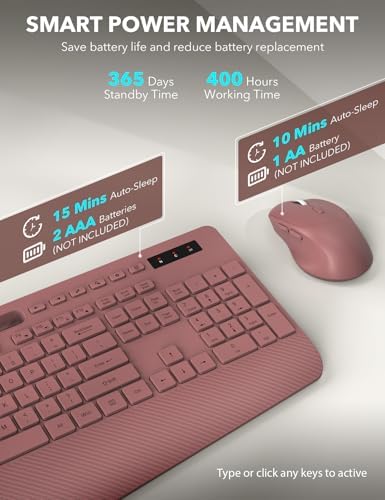 Wireless Keyboard and Mouse Combo - Full-Sized, Ergonomic Wrist Rest - Image 5