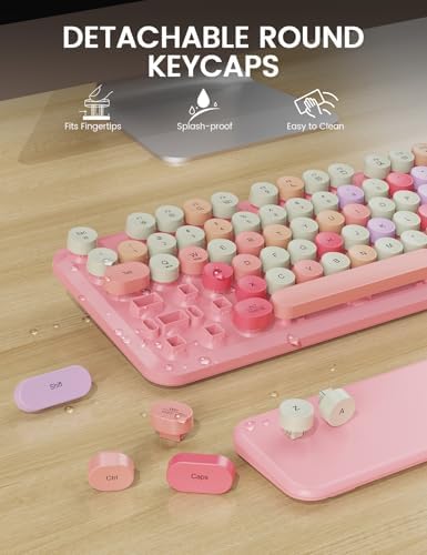 Wireless Keyboard and Mouse Combo, Cute Typewriter, Magnetic Wrist Rest - Image 6