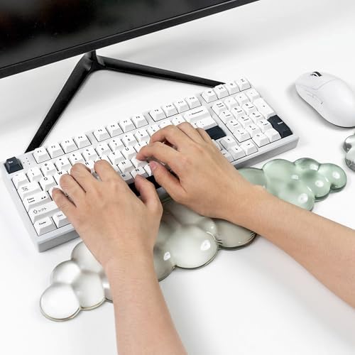 Gel Keyboard and Mouse Wrist Rest, Cloud Wrist Pad for Computer Keyboard | White Green Wrist support for Keyboard 60%/68%/75%,Cloud Wrist Rest,Keyboard Cushion, Comfort & Support for Typing and Gaming - Image 4