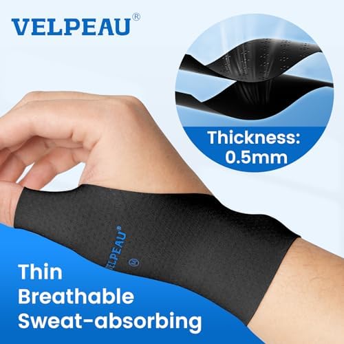 Velpeau 2pcs Thumb and Wrist Compression Sleeve for Tendonitis, Black, S - Image 3