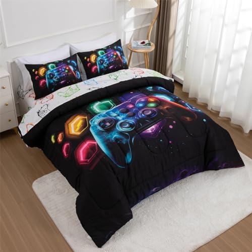 NTBED Game Console Comforter Set for Boys Girls Kids Space Universe Gaming Lightweight Microfiber Gamer Bedding Sets (Multi, Twin 5Pcs) - Image 2