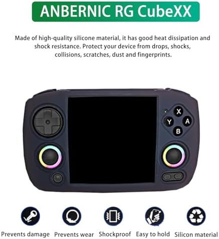 Case for ANBERNIC RG CubeXX,NOUKAJU Silicone Protective Cover,Drop-Proof,Scratch-Proof,Shock-Proof,Dust-Proof,Protective Case for RG CubeXX Retro Handheld Game Console(Black) - Image 2