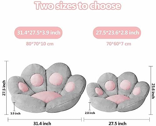 Ditucu Cat Paw Cushion Kawaii Chair Cushions 27.5 x 23.6 inch Cute Stuff Seat Pad Comfy Lazy Sofa Office Floor Pillow for Gaming Chairs Room Decor Grey - Image 3