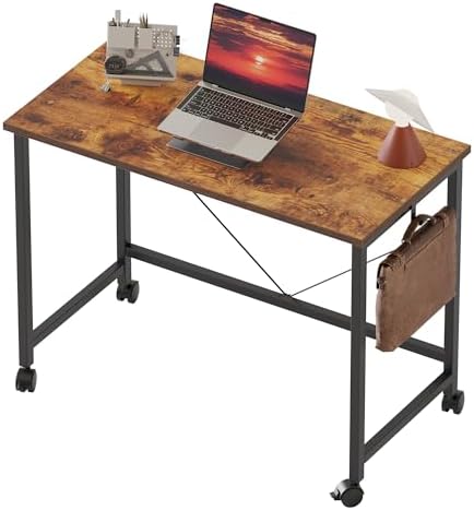 Mericonia 32x16 Inch Computer Desk with Wheels, Small Simple Rolling Desk by MERICONIA
