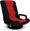 Best Choice Products Swivel Gaming Chair 360 Degree Multipurpose Floor Chair Rocker for TV, Reading, Playing Video Games w/Lumbar Support, Armrest Handles, Adjustable Foldable Backrest - Black/Red by Unknown