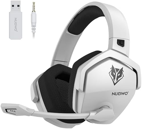 NUBWO Wireless Gaming Headset with Mic for Ps5 Ps4 PC, Zero Interference, 100-Hour Battery All-Day Play, 23ms Sync​ for Fortnite & Call of Duty/FPS Gamers, Triple Mode All Devices Compatible - White by NUBWO