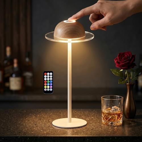 Saturn Rings Battery Operated Lamp- Remote Control, Touch Control, Inspiration from Saturn's Rings, Dynamic Table Lamps, East to Assemble, Sturdy Metal by Freleca