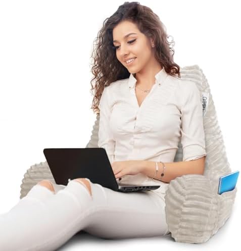 Nestl Reading Pillow with Shredded Memory Foam, Luxe Cut Plush Back Pillow for Sitting Up in Bed, Back and Arms Adjustable Support for Adult & Teens, Backrest Pillows with Washable Cover Linen - Image 7