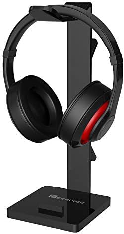Headphone Stand Gaming Headset Holder For Desk Cable Organizer & Cellphone Stand for All Headphones Size headphone Holder Set Gaming PC Accessories Gaming Station – Black by GeekDigg