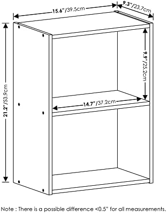 Furinno LUDER 2-Tier Book Shelf, Open Shelves Bookshelf, Light Blue/White - Image 3