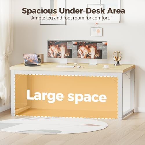 Mericonia 54 Inch Computer Desk, 1" Thick Heavy Duty Office Table - Image 5