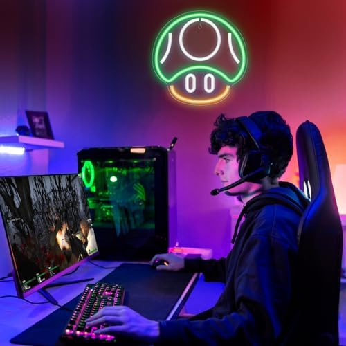 Kavaas Gaming Neon Sign, Mushroom Neon Sign for Game Room Decor, Man Cave, Kids Room - Gaming Mushroom Wall Decor - Gamer Gifts for Boys, Kids (Green) - Image 5