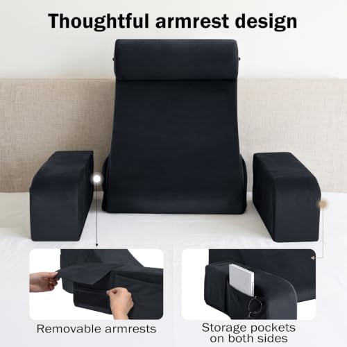 ENITYA 19" Reading Pillow for Bed with Firm Back Support & Big Pockets - Image 3