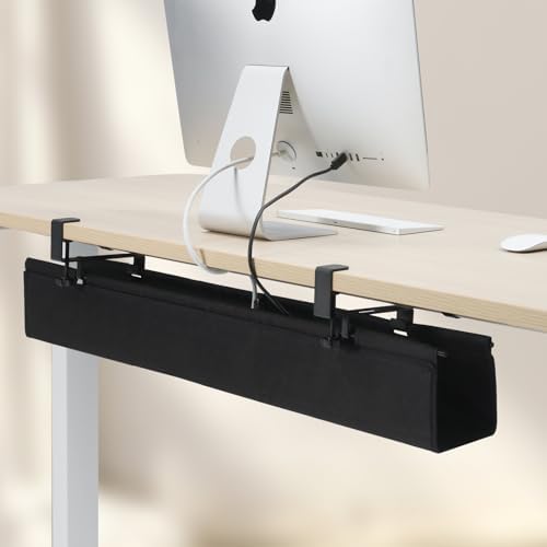 MAXECHO Under Desk Cable Management Tray 36" - Clamp on Wire and Cable Organizer for Storage and to Hide Cords - Ideal for Home Office - Premium Black Fabric Design - Image 6