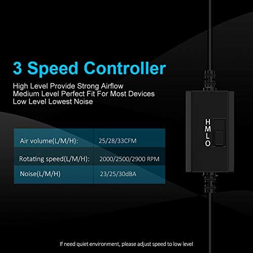 ELUTENG USB Fan 80mm, USB Computer Fan 5V Quite USB Ventilation Fan Compatible with 3 Speed Control for Receiver DVR Playstation Xbox Computer Cabinet Cooling 80 x 80 x 25mm - Image 2