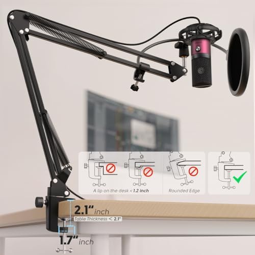 FIFINE T669 Rose Red Podcast Microphone Kit with Boom Arm for Recording - Image 5