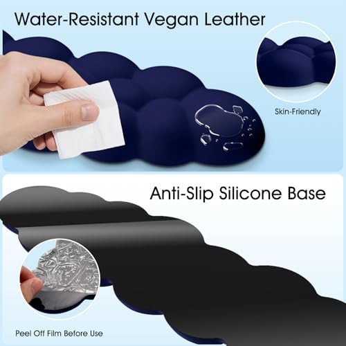 Cloud Wrist Rest Keyboard Cushion and Cloud Mouse Pad, Dark Blue | 4-in-1 Ergonomic Cloud Keyboard Wrist Rest Set, Memory Foam, Arm Support for Palm, Cute Desk Accessory for PC Gaming Setup - Image 5
