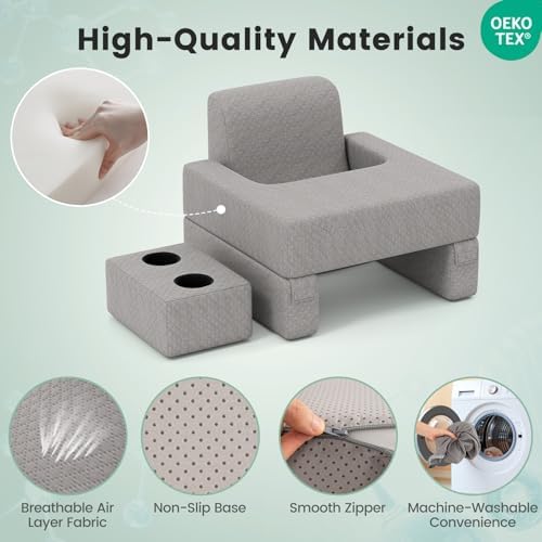Giantex Reading Pillow for Gaming, Extra Large Lap Desk for Laptop with Back Arm Rest & Cup Holder for Adult, Adjustable Gaming Pillow for Reading Crochet Working & Writing on Bed Floor Sofa & Couch - Image 5