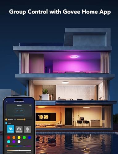 Govee Smart Ceiling Light, RGBIC 2400LM 2700K-6500K 12 Inch 1 Pack White - Image 5
