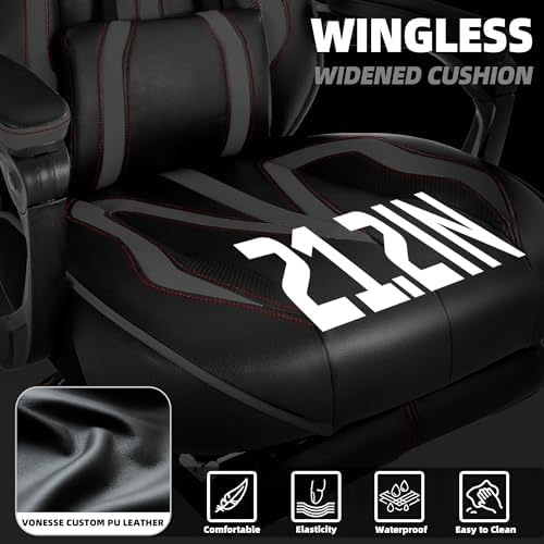 Vonesse Gaming Chair for Adults, Reclining Gaming Chairs with Footrest and Massage, Computer Gaming Chair for Heavy People,Ergonomic Gamer Chair Big and Tall (Black/Gray) - Image 4