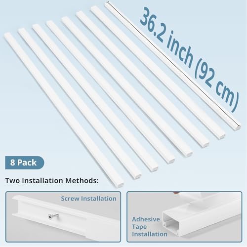 Cord Covers for Wires on Wall Extra-Long, 24ft TV Cord Hider Kit, Paintable Cable Management Concealer, TV Wire Hider for Wall, White Cable Raceway Channel, 8 x L36in x W0.95in x H0.55in - Image 3