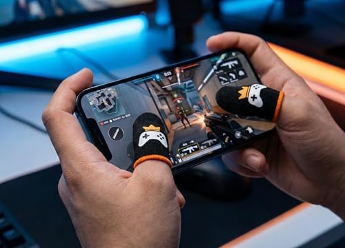King of The Game - Improved Materials Gaming Finger Sleeves (6 Pack) for Touch Screens and Controllers. Skin-Protective, Ultra-Sensitive, Sweat-Resistant, Breathable and Stretchable. (Orange) - Image 2