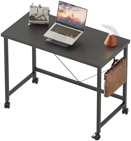 Mericonia 32x16 Inch Computer Desk with Wheels, Small Simple Rolling Desk by MERICONIA