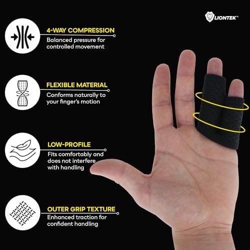 LIONTEK Pinky-Ring Flow Finger Sleeve V3 Pair — Joint Support & Compression for Activity, BJJ, Fitness, Volleyball, Basketball, and More (Large) - Image 2