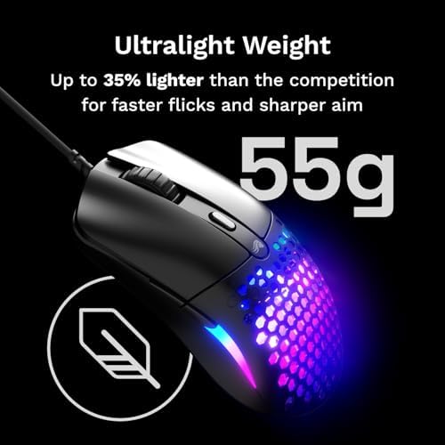GLORIOUS Model O Eternal Ultralight RGB Gaming Mouse - Wired - 55g Lightweight - Customizable RGB Lighting - 6 Programmable Buttons - Symmetrical Design - 12K DPI Optical Sensor - PC/Mac - Black - Image 3