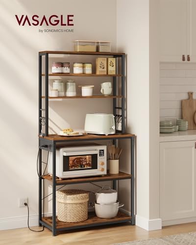 VASAGLE Coffee Bar, 31.5 Inches 6-Tier Baker's Rack with 6 Hooks - Image 2