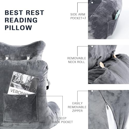SLIGUY Reading Pillow Extra Large 31" Bed Rest Pillow with Detachable Neck Roll for Sitting in Bed or Couch Adult Back Pillow for Watching TV/Gaming/Relaxing - Image 5