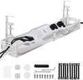 Under Desk Cable Management Box 25.3 Inch – Clamp-Mounted Cable Organizer Tray, Large Cord Management Box for Office & Home, Wire Organizer Under Desk Storage, White by QUELIEN