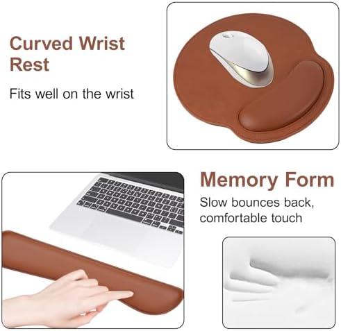 MOSISO Wrist Rest Support for Mouse Pad&Keyboard Set, Brown - Image 4
