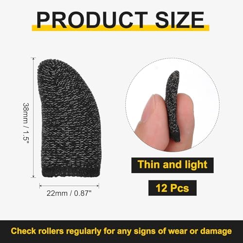 PATIKIL Controller Finger Thumb Sleeve, 12 Pack Mobile Gaming Finger Sleeve Fiber Tip Gloves Anti-Sweat Breathable for Phone Gaming Touchscreen Devices, Black - Image 2