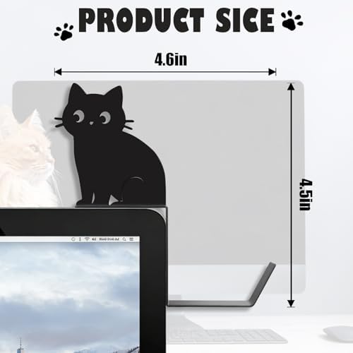 Metal Dog And Cat headphone holder for monitor, Sit cat, Black - Image 3