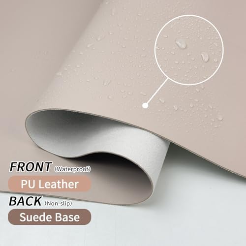 Mouse Pad and Keyboard Wrist Rest, Large Keyboard and Mouse Pad Set, Ergonomic Mousepad with Wrist Rest, Non-Slip Desk Mat Protector for Office, Home (35.4×15.7 Inches, Cream Pink) - Image 4