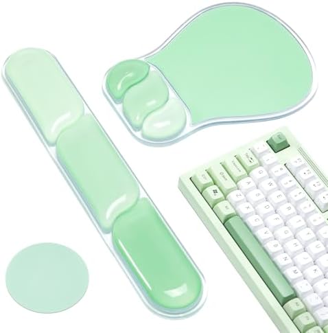 Ospelelf Mouse Pad with Wrist Rest Set Gel Ergonomic Keyboard Wrist Support Anti-Slip Rubber Bottom Office Women Desk Accessories for Computer, Laptop and Gaming, Green by OspelelfOfficeSupplies